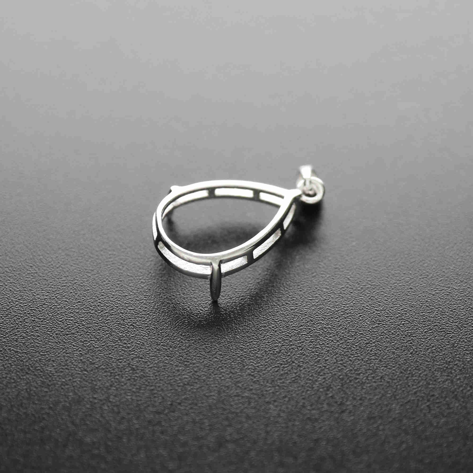 1Pcs Multiple Sizes Simple Solid 925 Sterling Silver Pear Shape Cabochon Bezel Prong Settings DIY Gemstone Pendant Rose Gold Plated 1431040 - Click Image to Close